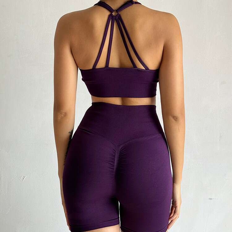Women Yoga Pants New Fitness Beautiful Back Bra Yoga Suit Women S Quick Drying Exercise Training Hip Lifting Three Part Shorts Set
