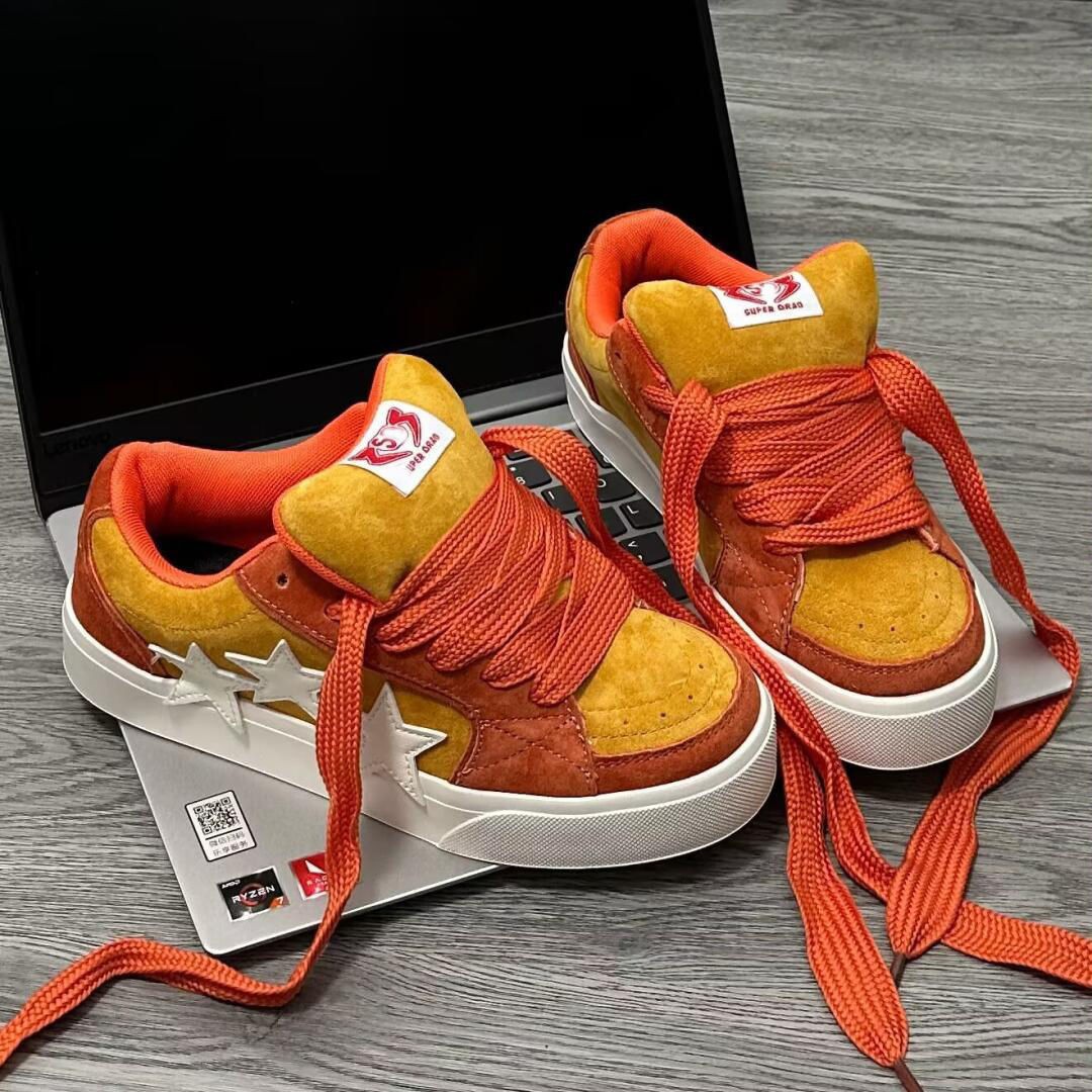 Women Fashion High bottom Star NEW pattern Design Lace Up Skateboard Flat Outdoor Comfortable Running Sports Shoes Jogging Sneakers