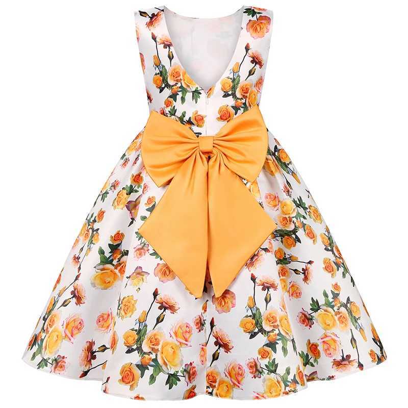 2 3 4 5 6 7 8 9 10 Year Flower New Girl Dress Summer Backless Bow Girl Princess Dress Birthday Party Gift Childrens Clothing W250326
