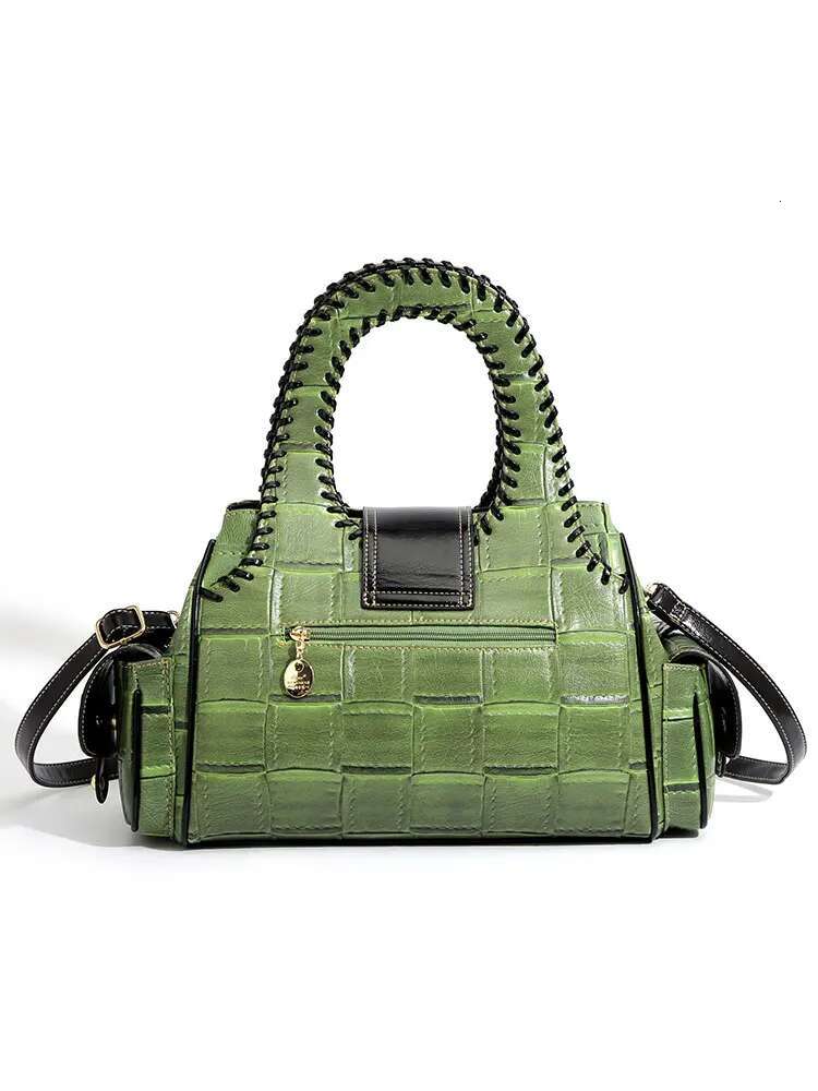 QJBY Designer Brand High Quality Woven Leather Boston Women's Handbag Large Capacity Multi-Layer 2024 New In Crossbody