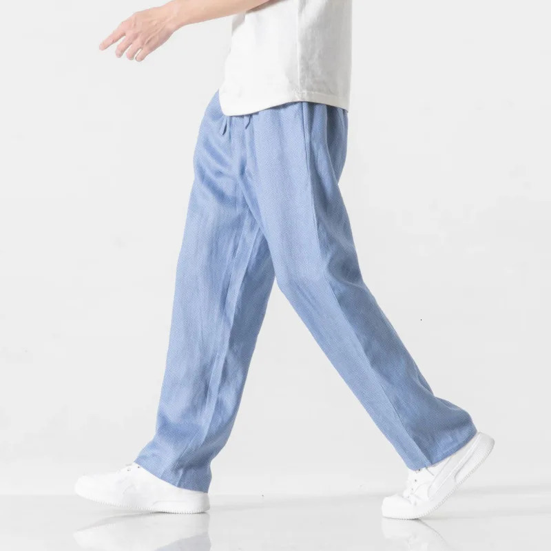 2024 Korean Folding Solid Color Mens Casual Long Style Classic Four Seasons Straight Wide Leg Pants Light Blue Grey Black 5XL 250326