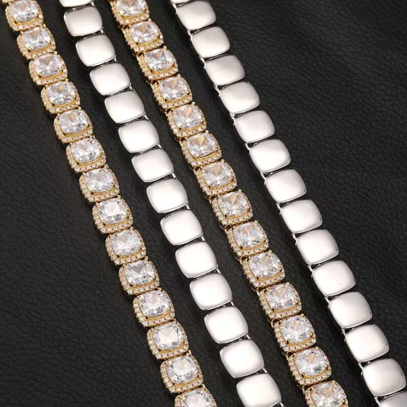 Speedin Iced Out D Color White VVS 925 Sterling Silver 3mm-4mm Moissanite Diamond Tennis Chain Necklace Gold Plated Link Chain