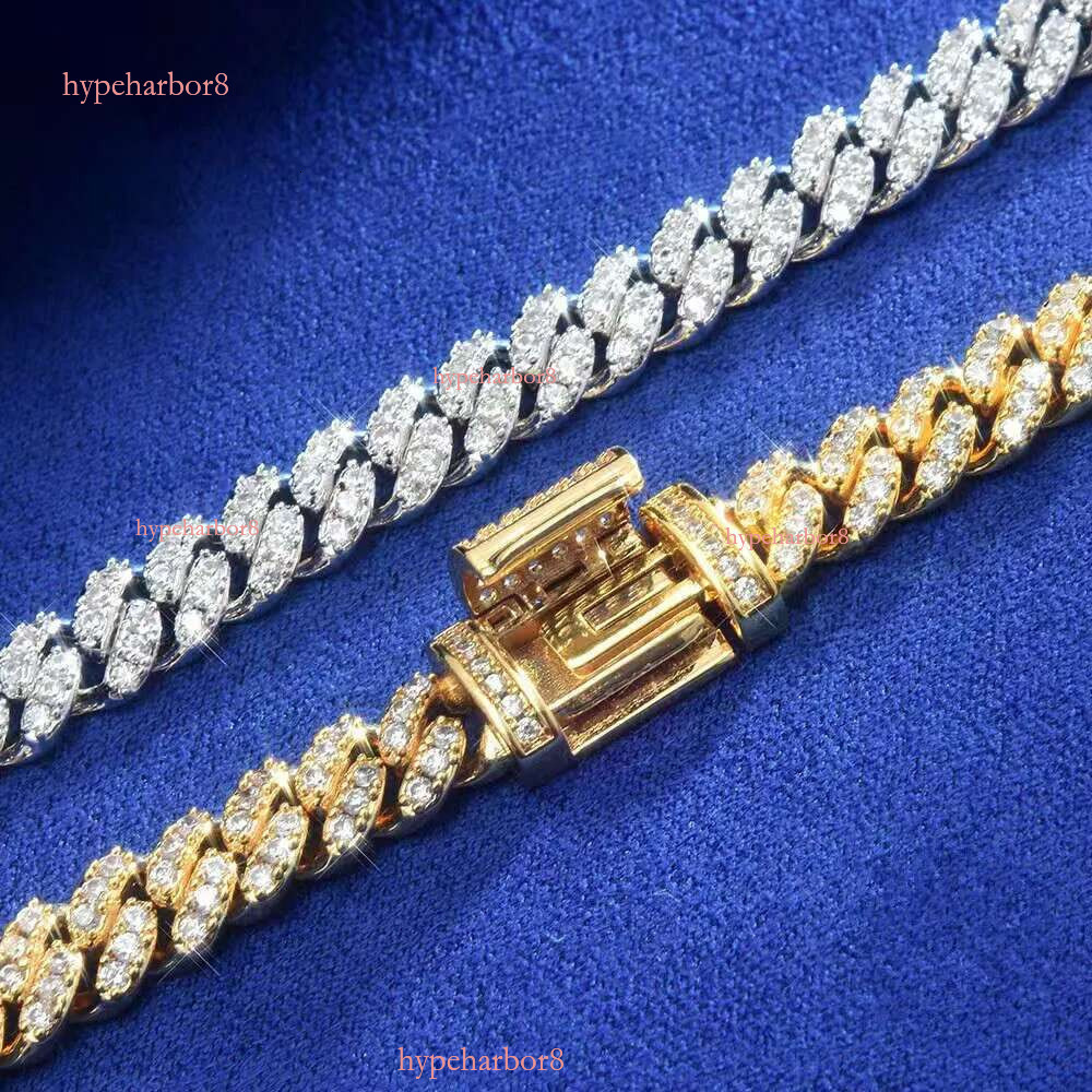 bracelet pendant necklaces fine jewelry 8mm VVS moissanite necklace cuban k sterg sier women men chain miami cubank