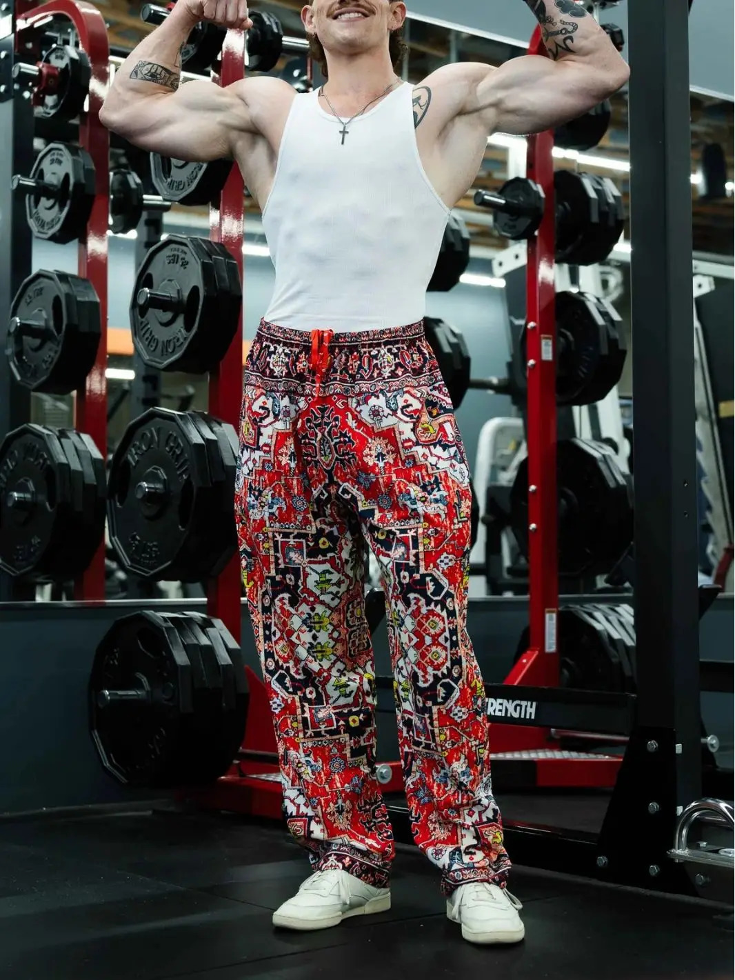 retro thin pants mens summer breathable fast drying loose sports fitness casual digital printing 250326