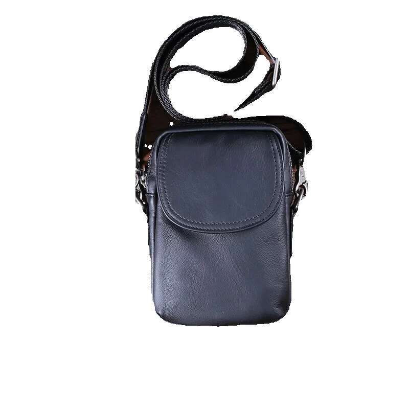 New Casual Leather Male Baotou Layer Cowhide Single Shoulder Crossbody Vertical Business Backpack Men's Bag