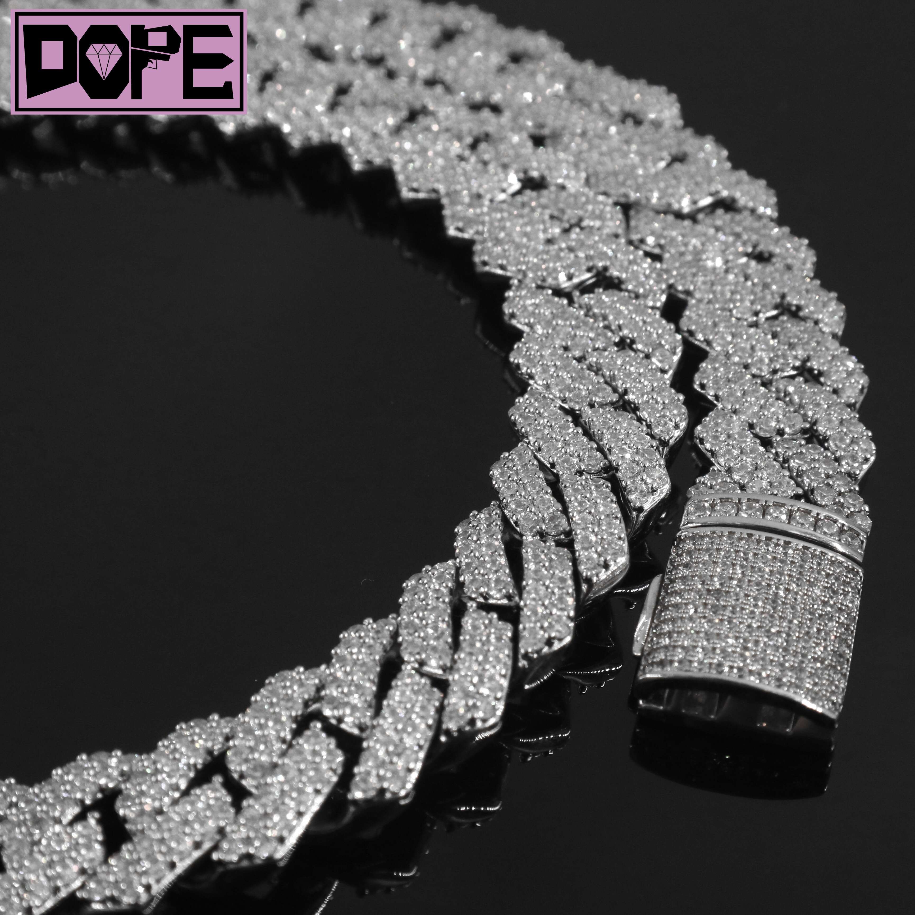 In Stock Moissanite Cuban Necklace 925 Sterling Silver 10mm Width Iced Out VVS Diamond Moissanite Cuban Chain