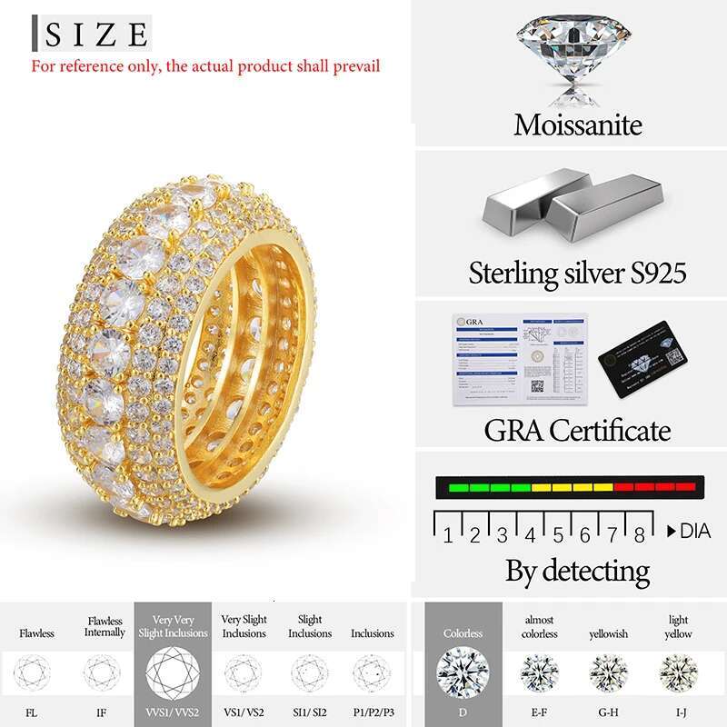 Customized Rings Unisex Moissanite Men Rings Silver 925 Luxury Moissanite Women Fine Jewelry