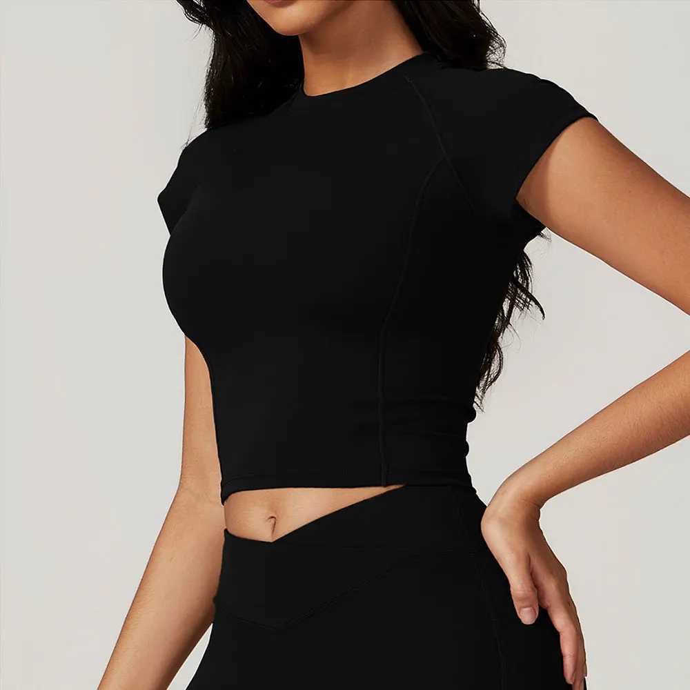 Sexy sports T-shirt womens yoga short sleeved tight running fitness breathable fitness T-shirt fitness top push up sportswear W250326