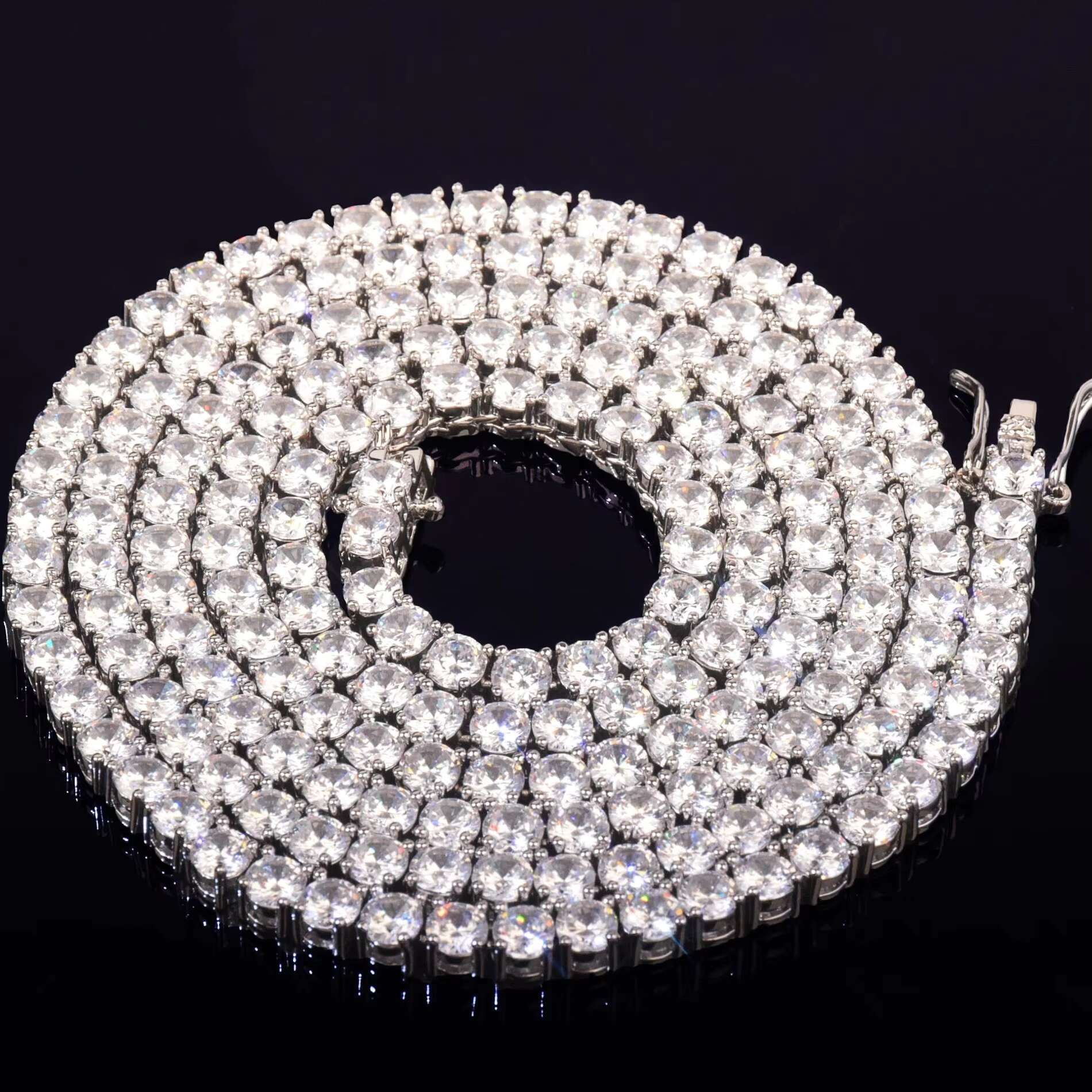 Premium Quality Iced Out Moissanite Tennis Chain With VVS Clarity Hip Hop Moissanite Diamond Tennis Chain for Men
