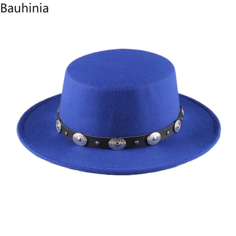 Panama retro wide Brim black Fedora hat mens flat top wool jazz hat elegant womens gentleman gambling hat 250325
