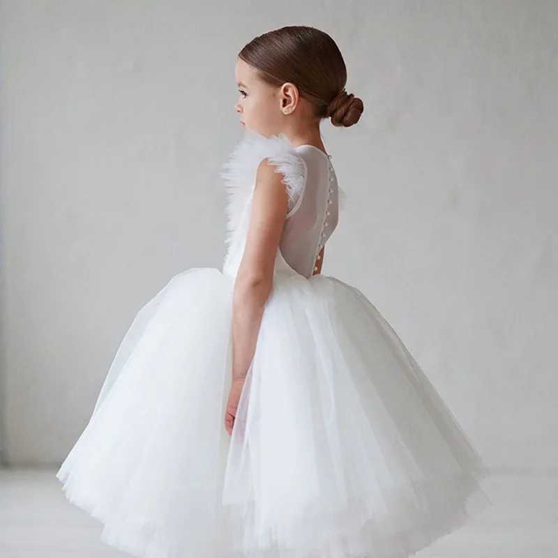 Teenage girl dress childrens clothing Par elegant princess long chiffon baby girl childrens lace wedding dress W250326
