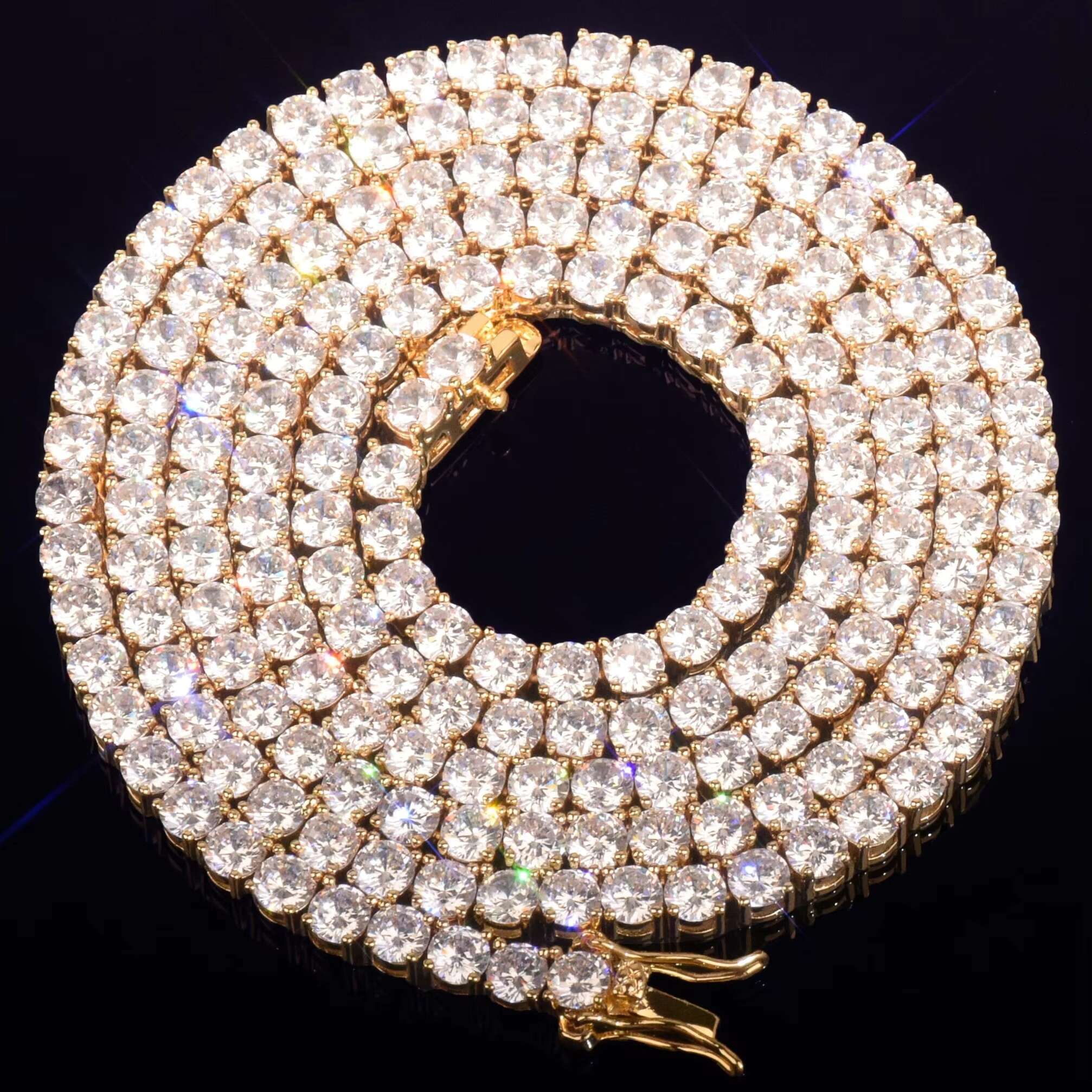 Premium Quality Iced Out Moissanite Tennis Chain With VVS Clarity Hip Hop Moissanite Diamond Tennis Chain for Men