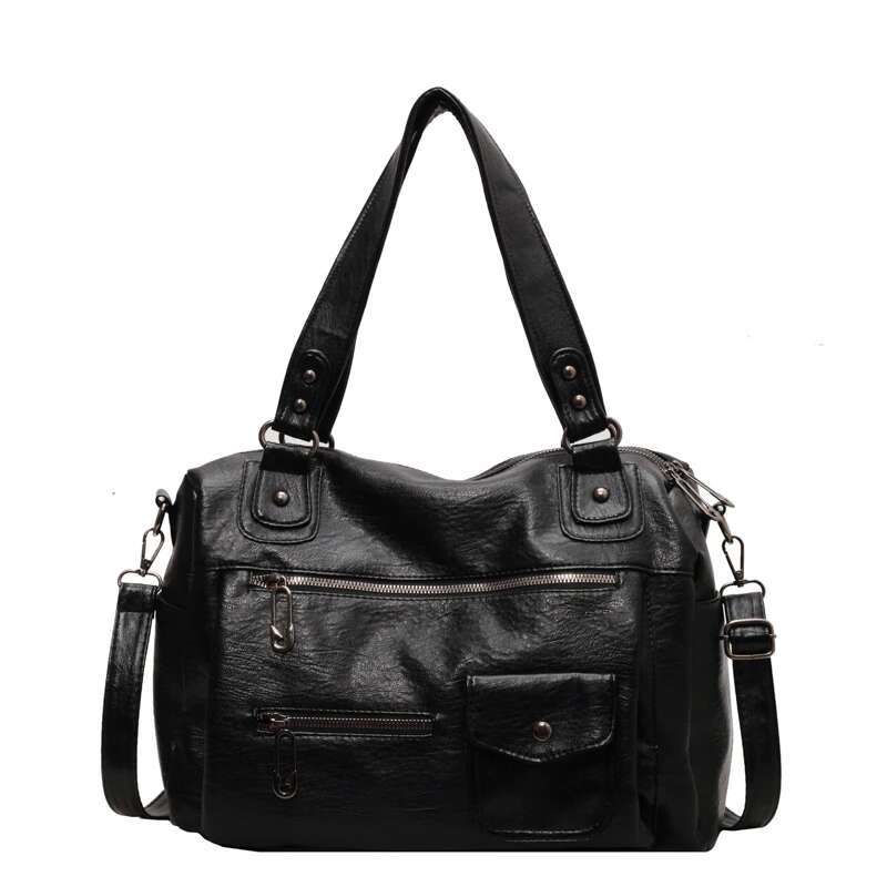 Large Capacity PU Leather Shoulder Bags Designer Solid Vintage Handbags Women More Packages Female Casual Tote High Quality Bag