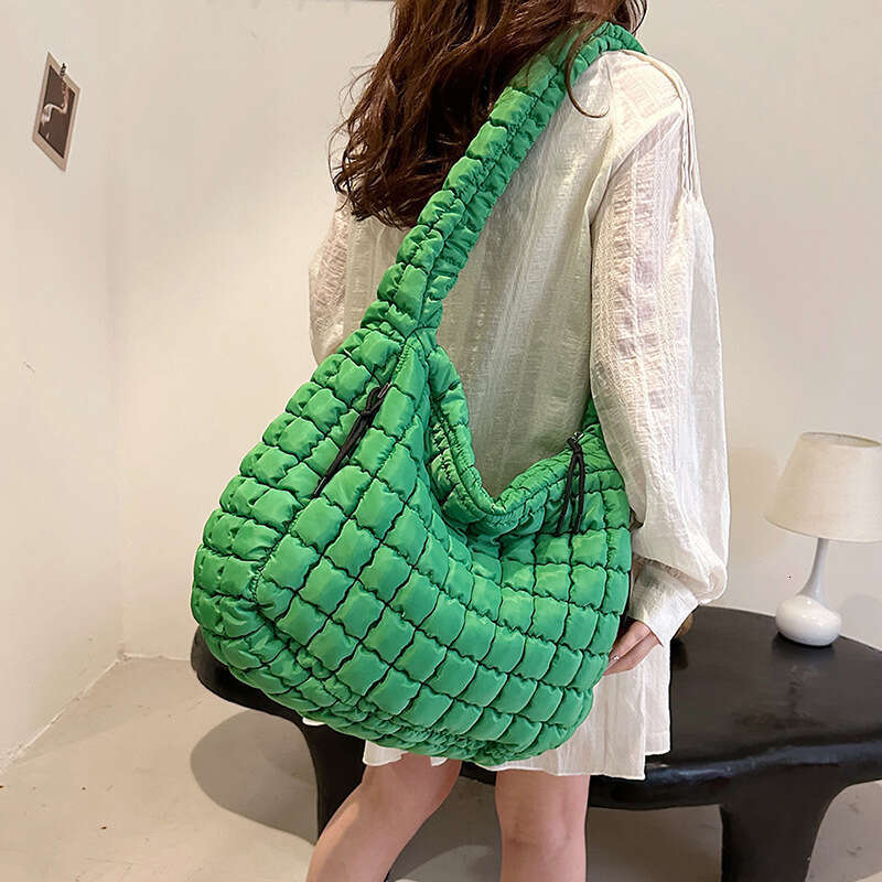 Large pleated cloud 2025 new L size large capacity tote cotton clothing Korean version casual crossbody shoulder bag