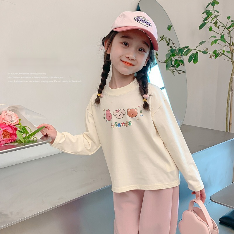 Ddmyshoesvip Girls Long Sleeved T Shirt Spring New Item Pure Cotton For Autumn Baby And Children S Top Autumn Bottom Shirt T Shirt Inner Layer
