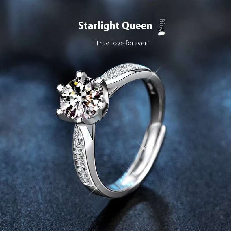 Stylish Korean Couple Ring 925 Silver Moissanite Elegant Design