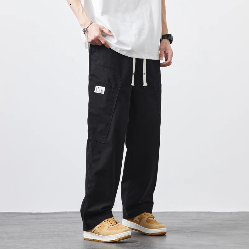 Mens cargo pants drag with multi pocket casual bag street wear sports pants mens outdoor hiking diagonal track jogger 250321