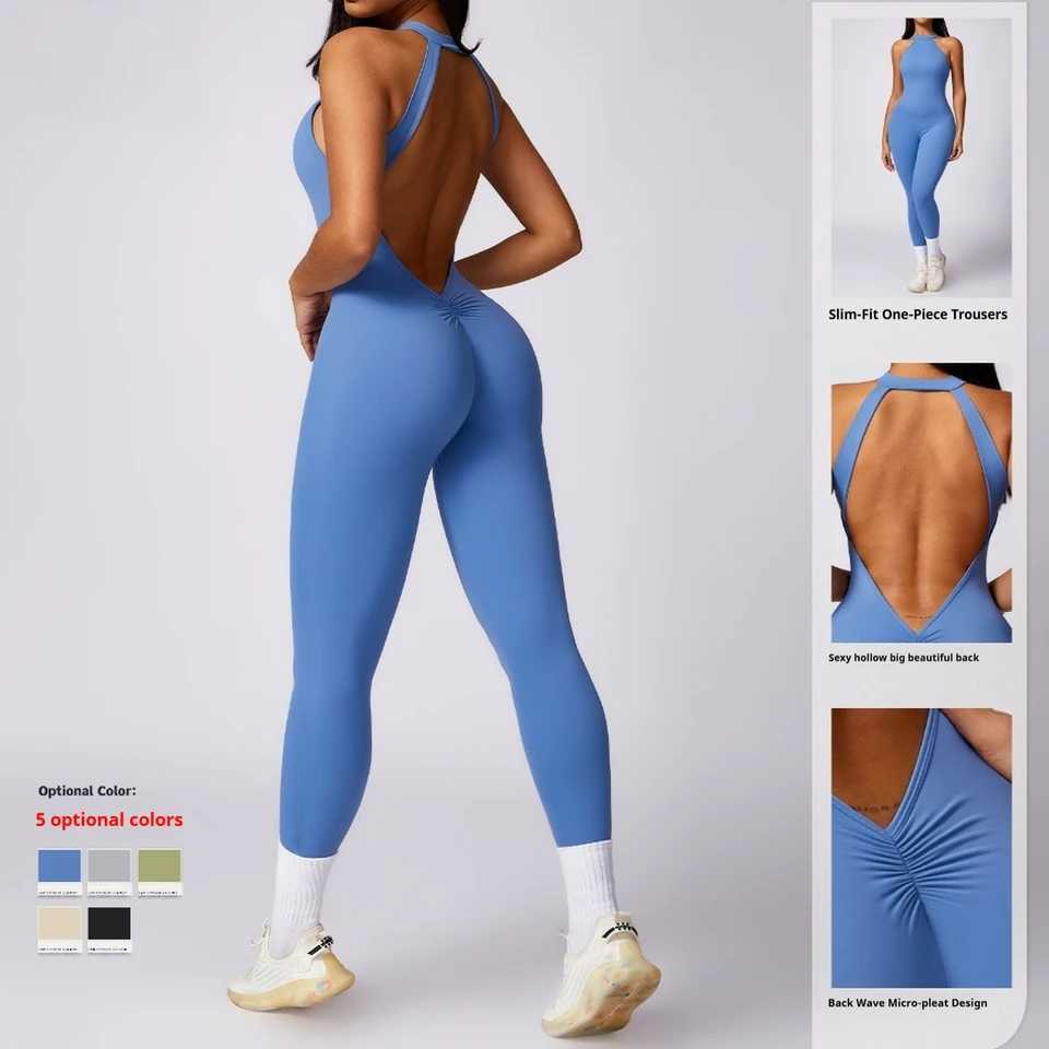 Peach Hip Lift beauty back integrated yoga suit for womens outdoor running tight fitting exercise fast drying fitness suit W250326