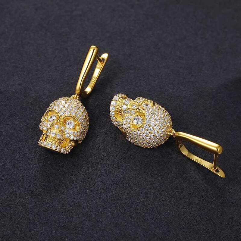 TUHE Hip Hop Unisex High Quality Skull Moissanite Earrings 925 Silver For Men Hip Hop Jewelry