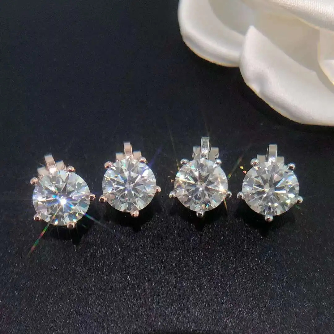 1/2CT D Color Diamond Earings Clip Copper Original Jewelry Earings Clip for Women without Earings Hole 250318