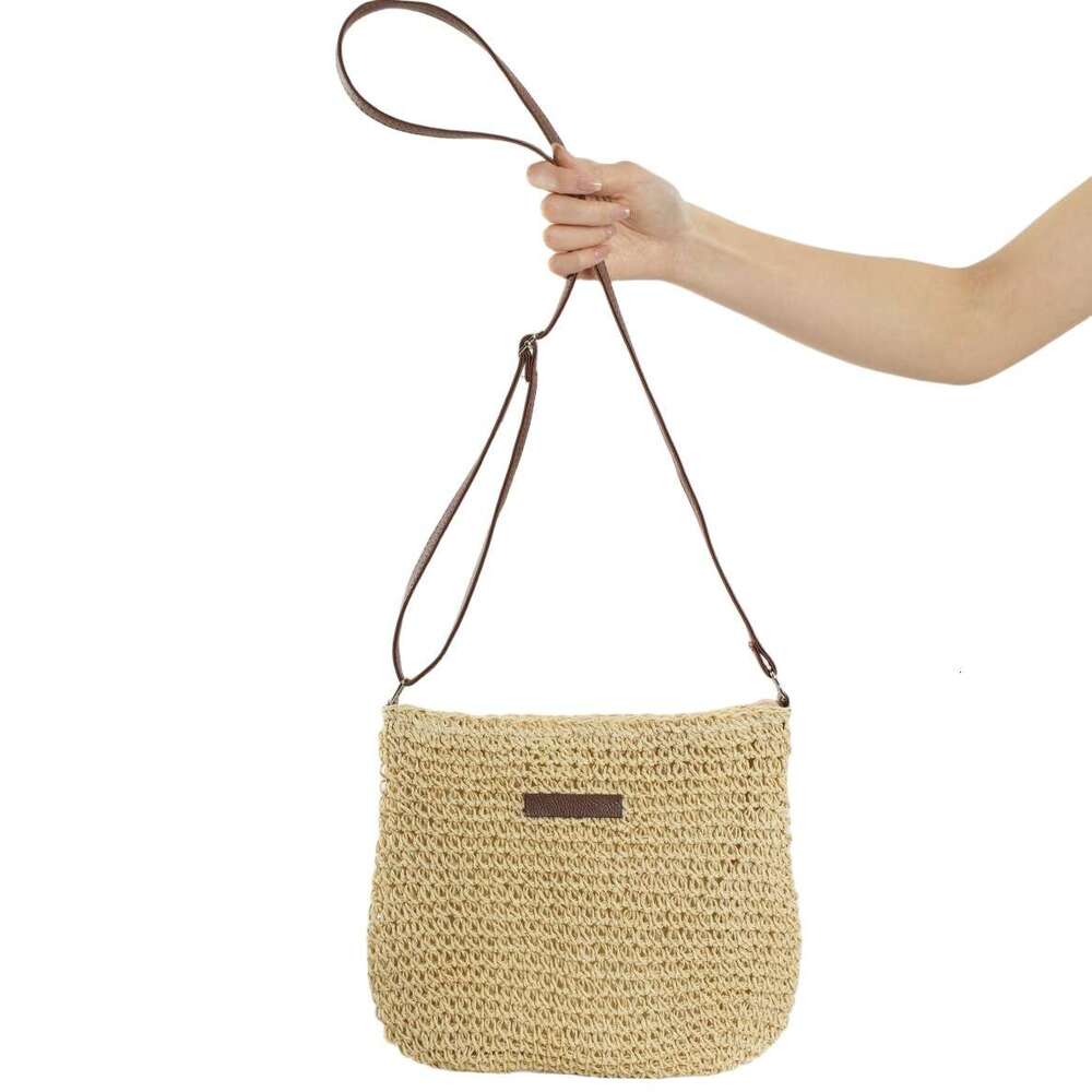 Handmade straw woven casual versatile trendy and minimalist small leather brand crossbody bag