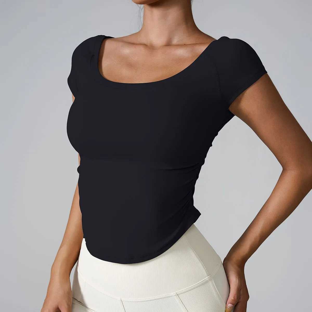 Womens Fitness Sports T-shirt Top Womens Outdoor Sports Loose Short Sleeve Fitness Running Womens Fast Drying Breathable Yoga Shirt W250326