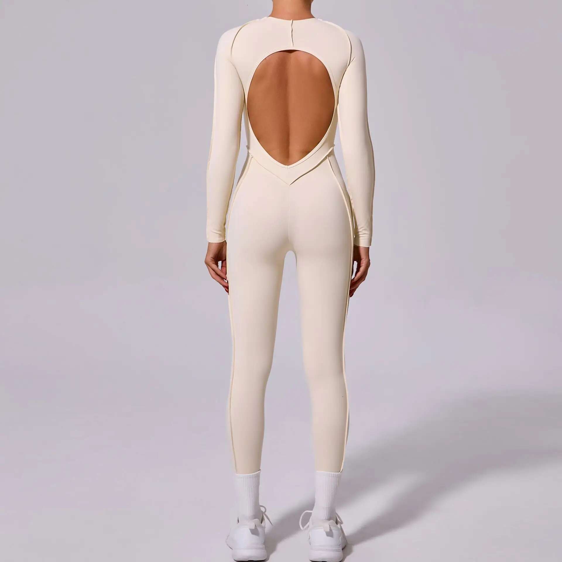 New Autumn/Winter Women's One-Piece Yoga Jumpsuit Leggings Long-Sleeved Sexy Backless Slim Fit Sports Outfit