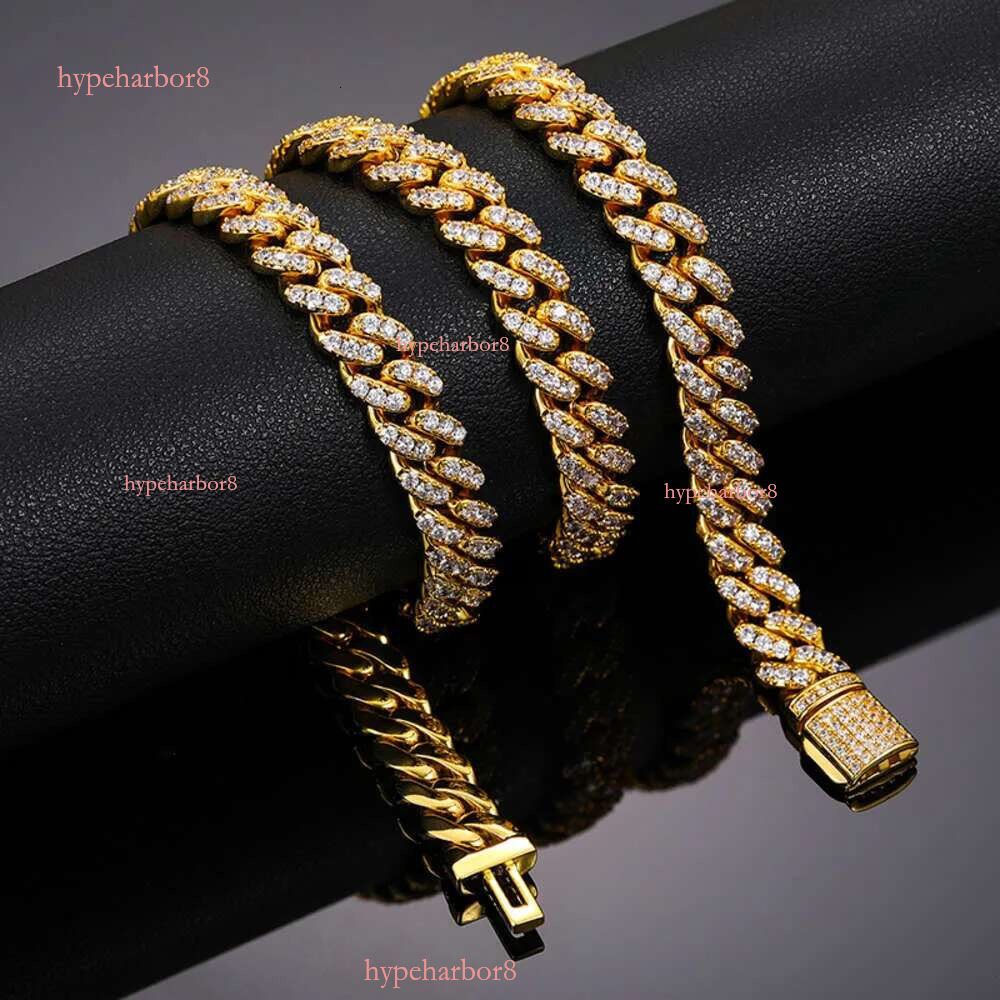 Dropshipping Punk Men Jewelry 8mm Gold Plated Sterg Sier VVS Moissanite Dia Iced Out Cuban k Chain Necklace