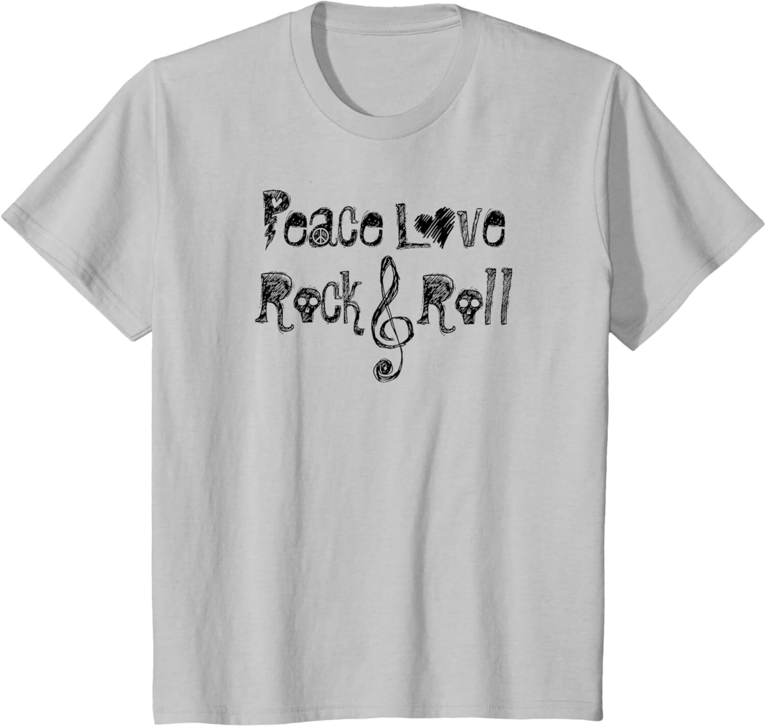 T shirt for Mens Cool Retro Peace Love Rock and Roll Music Graphic Tee Casual Tops Clothes Short sleeve