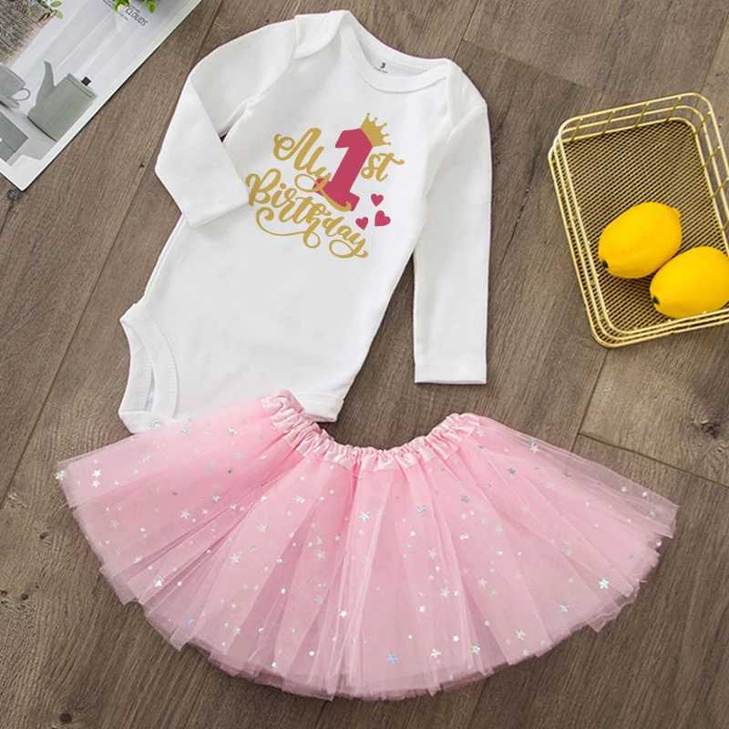 Baby Girls 1st and 2nd Birthday Set Romperc Cake Dress Birthday Par Shirt Tutu+Baby Tight Dress Set Girls jumpsuit W250326