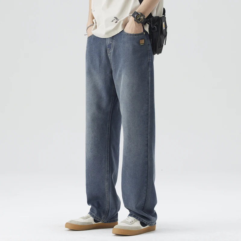2025 SpringSummer Mens Retro Jeans Thin and Comfortable Lyocell Fabric Straight Soft Korean Fashion Casual Loose Denim Trouser 250326