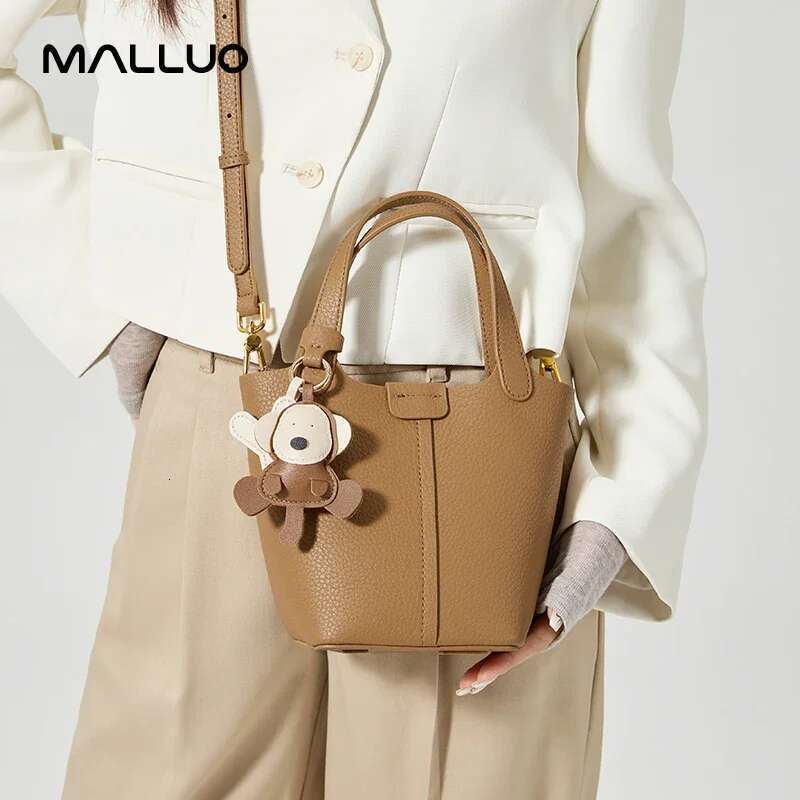 Women's Cowhide Genuine Leather Small Shoulder Bag Designer Handbags Ladies Bucket Tote Crossbody Mini Bags For Female