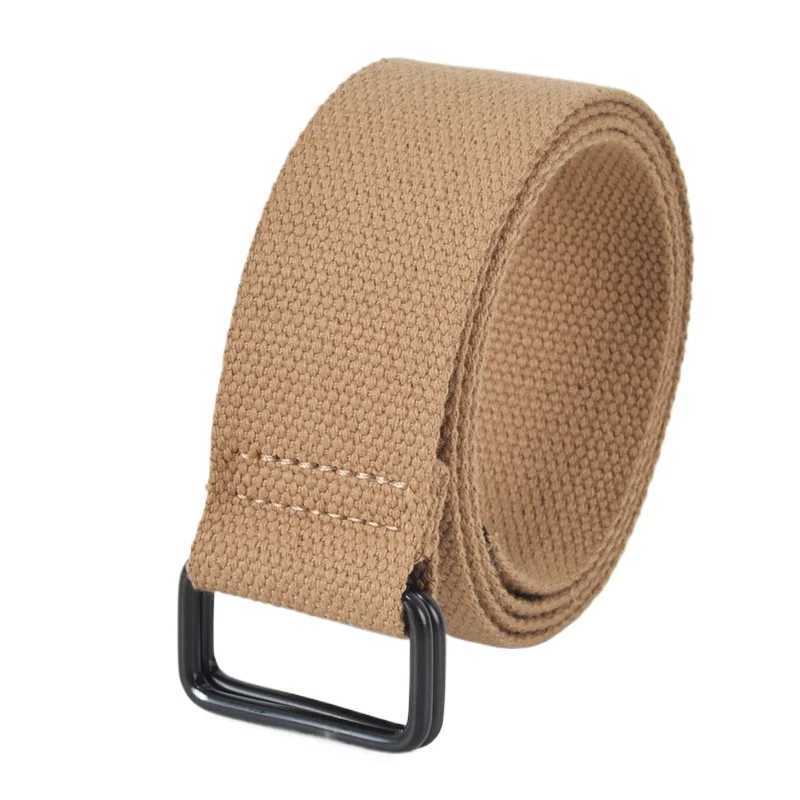 Double loop buckle mens and womens canvas waist belt workwear pants mens waist belt outdoor tactical automatic W250326