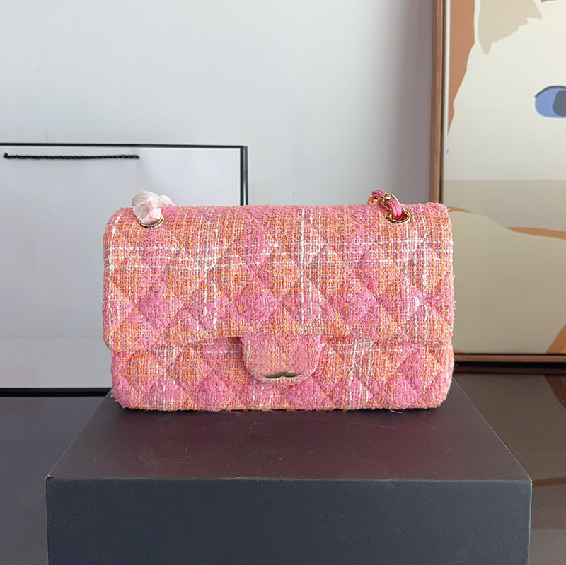 Cf Vintage Wool Shoulder Bag Womens Designer Handbag Tweed Woven Dinner Bag Chic Casual Purse 25cm Dress Bag Carrying Body Bag Inner Cowhide Card Pocket Change Bags Sa