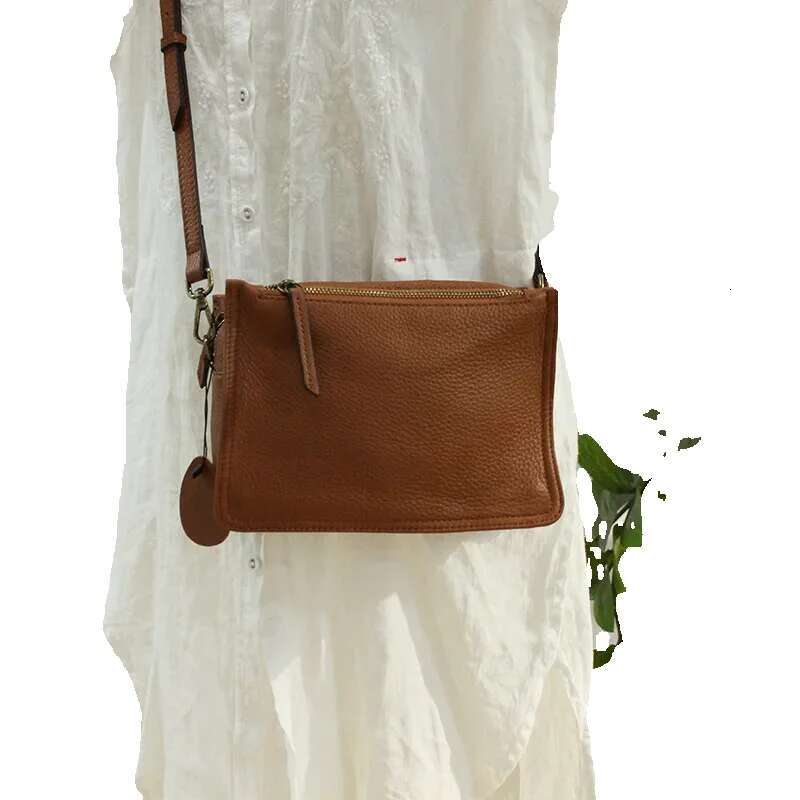 Brand Designer Handbags Small Women Genuine Leather Flap Shoulder Bag Casual Three-Layer Zipper Ladies Crossbody Bags Female