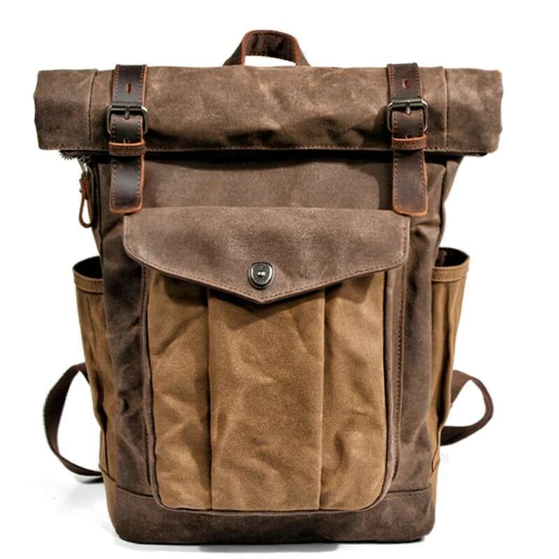 Vintage Backpacks For Men Oil Wax Canvas Leather Travel Backpack Large Waterproof Daypacks Retro Bagpack