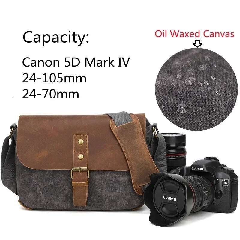 M558 New Arrive Outdoor Photography DSLR Retro Waterproof Canvas With Cowhide Camera Bag Micro Shoulder Bags
