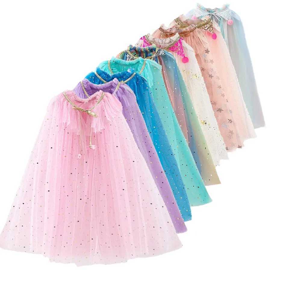 Girl Costume Children Elegant Dress Cape Kids Christmas Halloween For Supply Girl Tulle Cloak Elsa Rapunzel Cosplay Accessory W250326