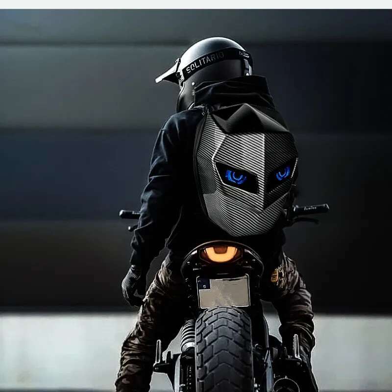 Rider LED Backpack Light Bluetooth Carbon Fiber School Bags Hardshell Motorcycle Riding Full Helmet Backpacks Rugzak