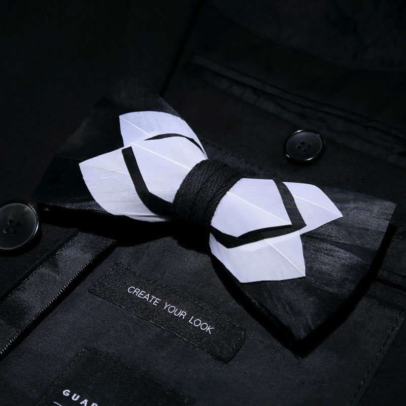JEMYGINS Original Italy Delicate Fashion Feather Exquisite Hand Made Bowtie Gift Box Set Groom Wedding Party Men Bow Tie 250319