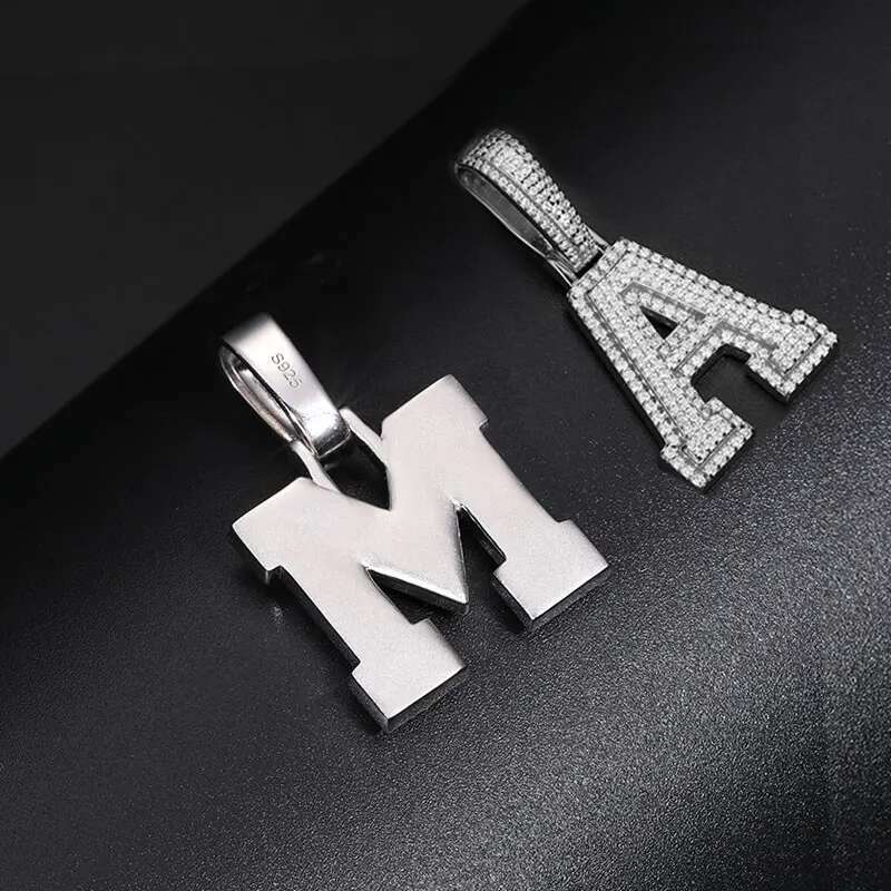 Fine New 925 Silver Pendant Letters Classic Punk Hiphop/Rock Letters Moissanite Pendant For Men Hip Hop Jewelry