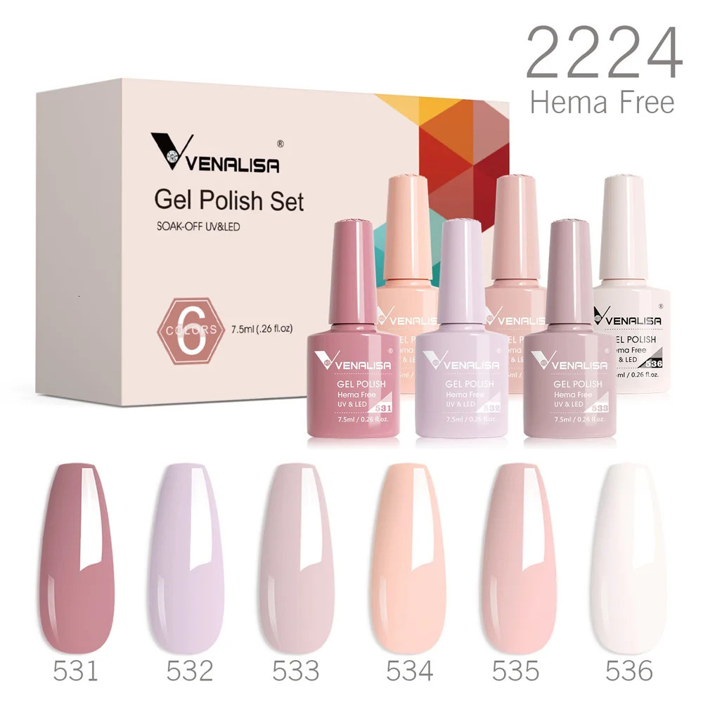 Venalisa nail gel polishing autumn color HEMA no autumn season gel nail polish polishing kit Soak off UV LED semi permanent nail gel 6 pieces/set 2503