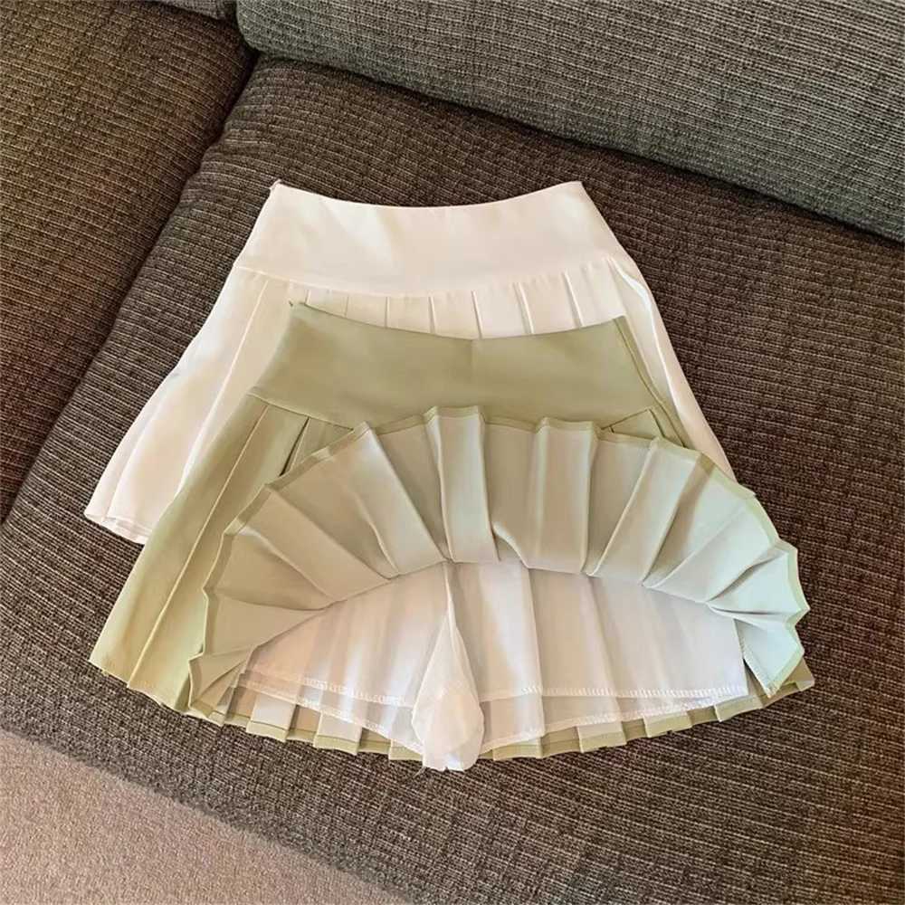 Spring Girls High Waisted A-Line White Wrinkle Skiing Childrens Clothing Fashion Girls Half body Skiing Baby SprintT250326