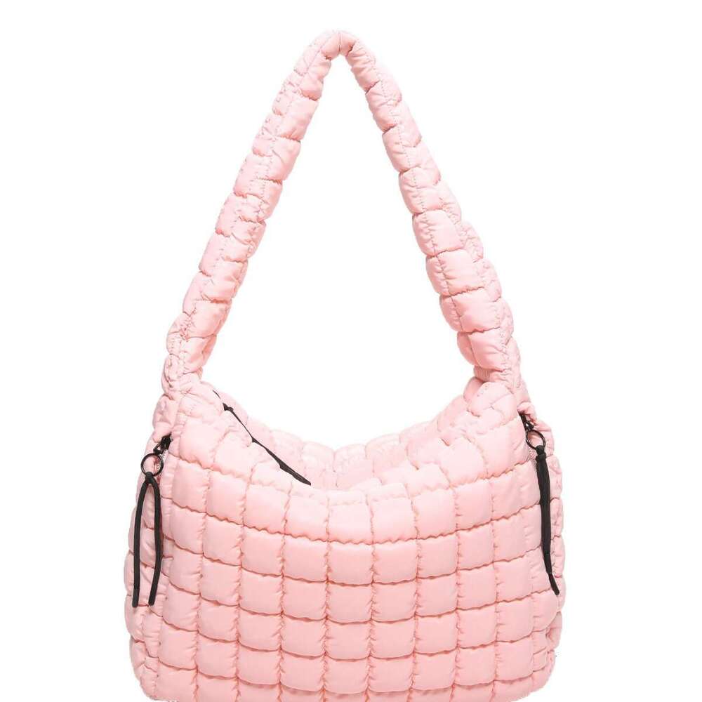 07 Folded Cloud Women's Fashionable One Shoulder Crossbody Double Side Pull Capacity Down Cotton Coat Tote Bag