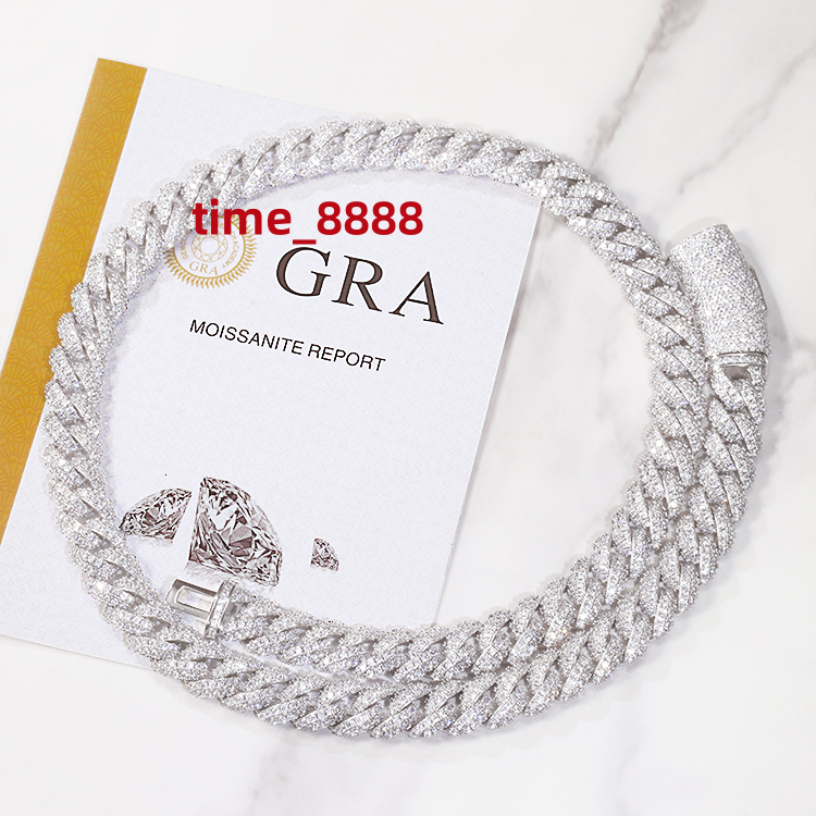 High Quality Hip Hop Diamond Fine Jewelry Necklace Bracelet Moissanite Cuban Chain 925 Silver Iced Out VVS Moissanite Link Chain