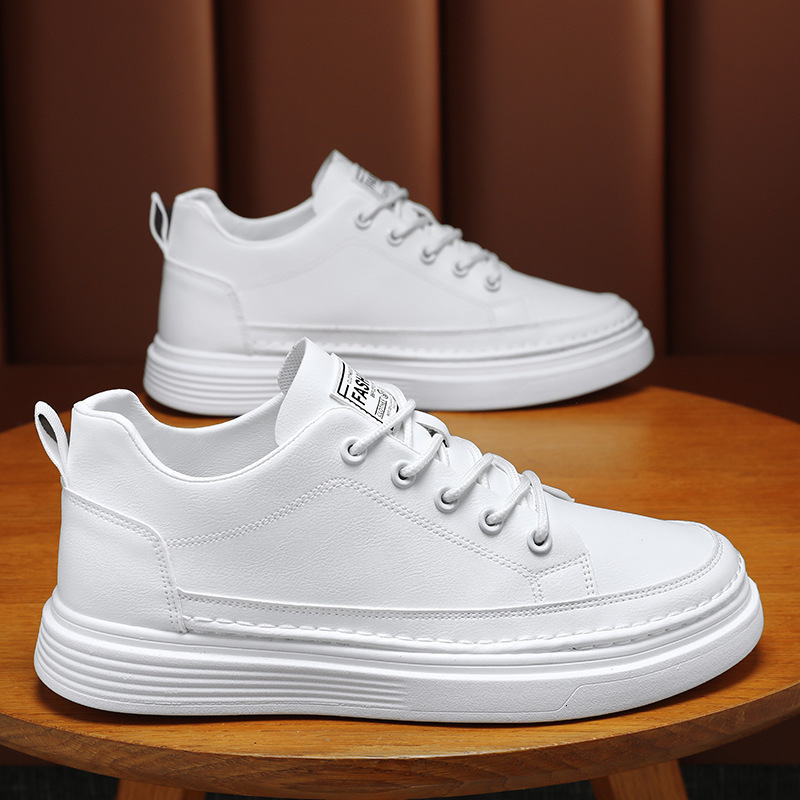 2025S New Trend Designer Spring New Breathable Waterproof Anti Slip Men S Korean Style Trendy And Versatile Black Leather Shoes Casual Board Shoes
