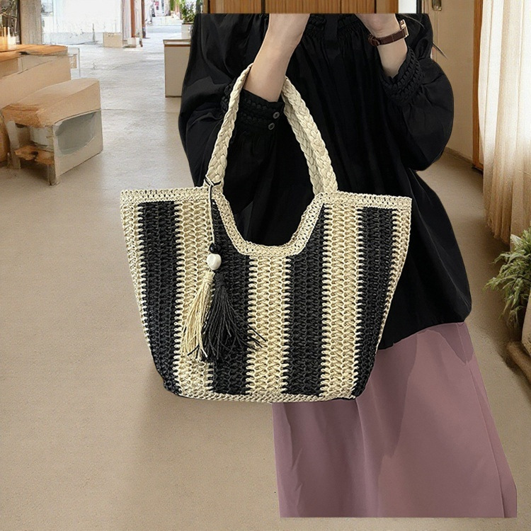 Designer 2025S shoulder beach new grass woven tote Korean version fashionable women bag vegetable basket handbag