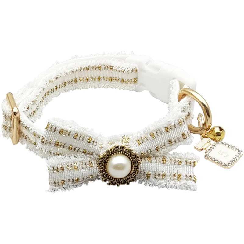 Lace Dog Collar Set Retro Bow Pearl Bell Girl Dog Adjustable Collar for Small and Medium Sized Dogs Puppy Collar Pet Supplies X250326