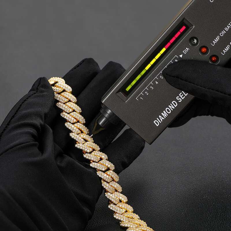 Fine Jewelry 14mm Cuban Link Chain Moissanite Bracelet For Men 925 Silver Hip Hop Jewelry