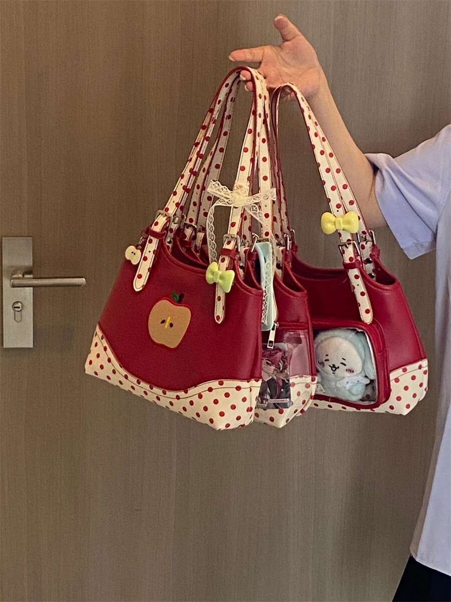 Christmas Red Double Side Back Transparent Itabag Cute Small Capacity Sweet Casual Shoulder Bag Bolso Handbags